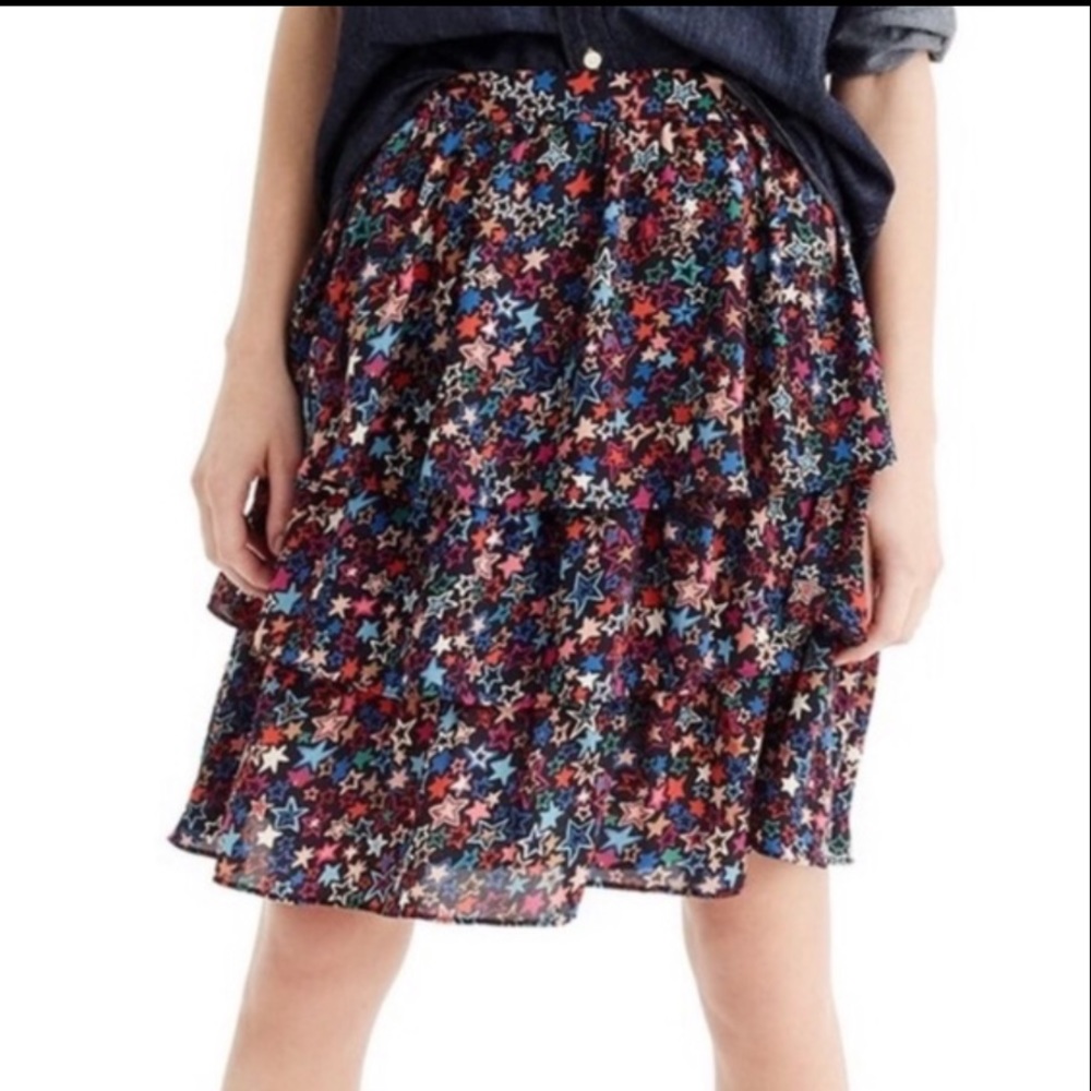 J crew Star Print tiered ruffle mini skirt